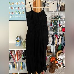 American Eagle Black Smocked Top with Elastic Neckline